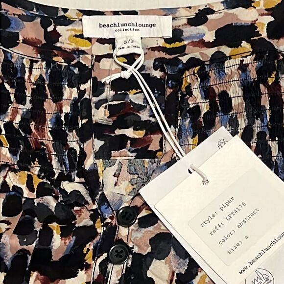 Beachlunchlounge Piper Ecovero Top Multicolored Abstract Blouse D35 - Picture 7 of 13